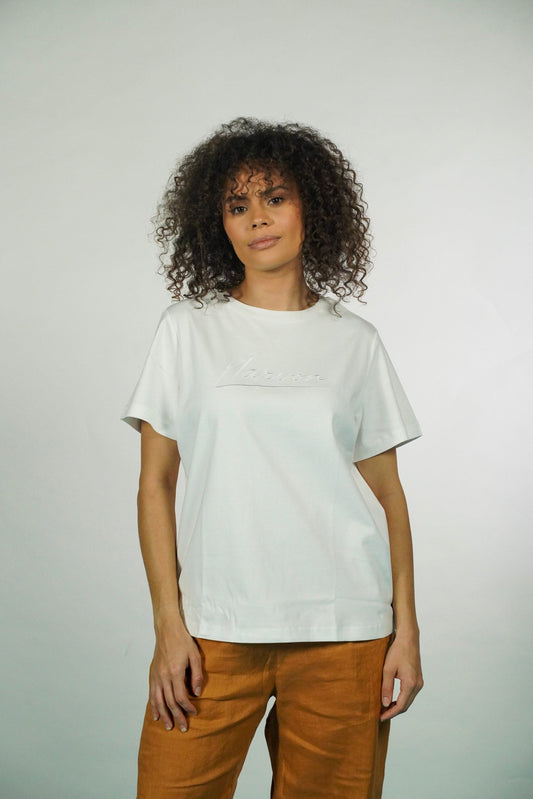 White Embroidered Tee