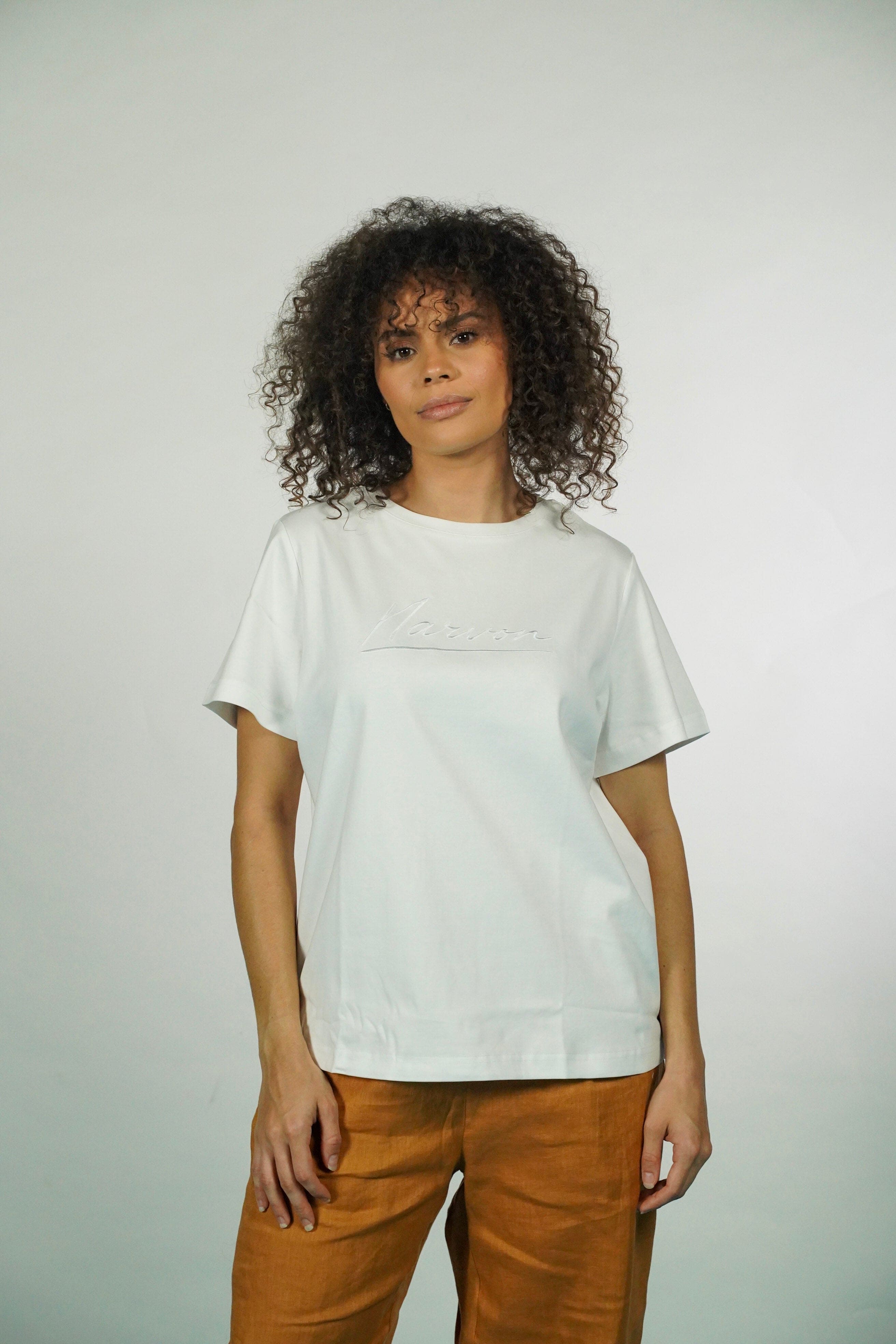 White Embroidered Tee
