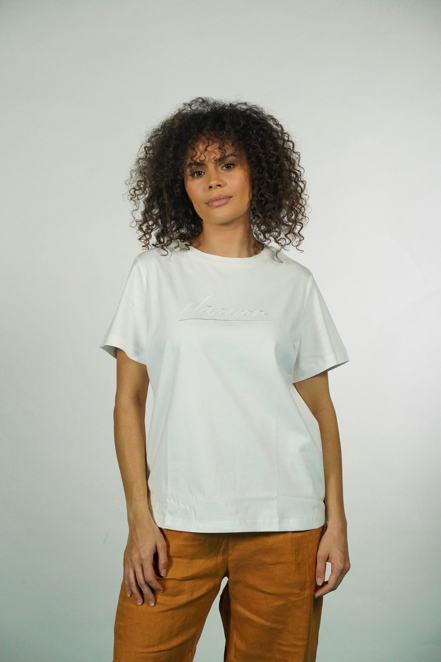 White Embroidered Tee