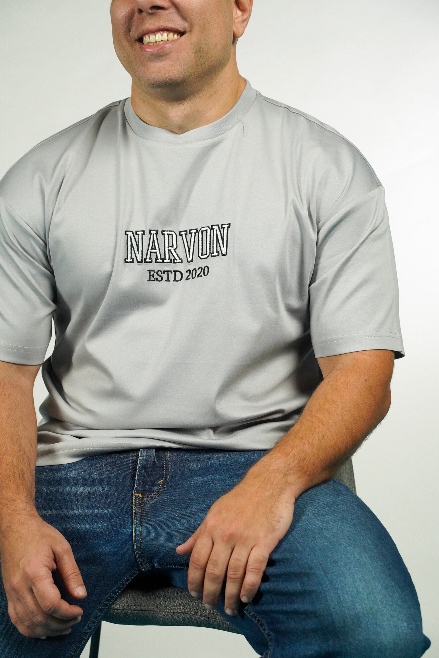 Grey Embroidered Tee