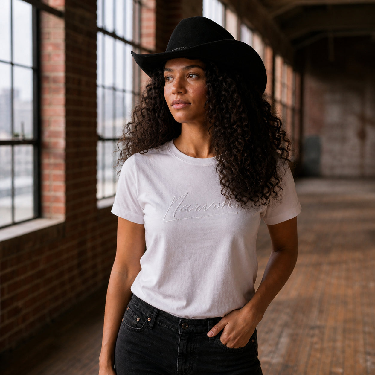 Women’s white cotton t-shirt with relaxed fit styled in a casual everyday outfit